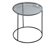 Tisch mit temperiertem Glasoberteil und schwarzer Basis 40x40 cm