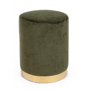 Pouf Green Velvet Effekt mit Goldband 35 x 40 h cm