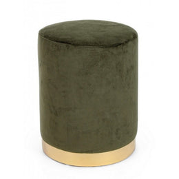 Pouf Green Velvet Effekt mit Goldband 35 x 40 h cm