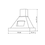 Epoque weiße rustikale Küchenhaube mit Holzrahmen Inlay Tabakfarbe 90 cm