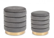 Set2 Pouf Container Darina Grey Velvet