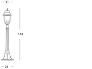 Große Aluminium gemahlene Lampe mit transparenten Glaslautsprechern - max. 210 mm schwarzer Höhe