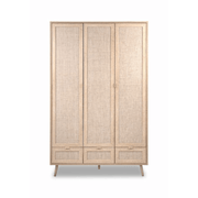 Bali 60b 3 Türen Garderobe und 3 Wicker Effect -Schubladen