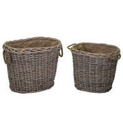 Wicker Portalgna cesta mit 1-2 Griffen natürlicher ovaler Juta CM57x46H46 ausgekleidet