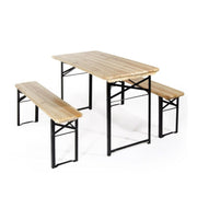 Garten -Set -Tisch und zwei Holzbänke und Verdelook -Stahl