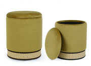 Set 2 Pouf Milena Green Velvet Container