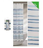 Duschvorhang mit eleganten blauen Aquarell Streifen, Größe 240x200 cm.