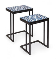 Set 2 Neapolis -Tische in Stahl mit MDF -Top mit 62,5H 56H -CM -Druck