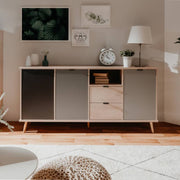 3 -Door -Sideboard mit 2 Schubladen 180 x 40 x H 88 cm