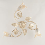 I Iron Coward I Iron Elfenbein Gold weißes Glas Ambra drei Lichter 59x H20 cm