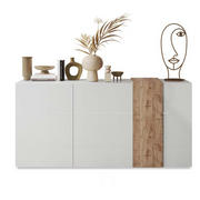 Madia mit 3 Türen glänzender weißer Eiche Kadiz L.181 X H.86 X P.44 cm