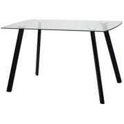 Fixed Table Maura Nero mit Glasoberteil und Metallbeinen 130x75x76
