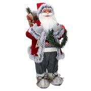 Santa Claus Stoff mit Geschenken und Ghirlanda Grey Red CM30X17.5H65