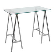 Moderner Chrom -Alchemie -Schreibtisch mit Glas Top 140x70x76H CM