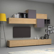 Ausgestattete Wand Zwei Rampenlicht fünf Wandeinheiten Glizzo Black Anthrazit Tromen 260x42x H195 cm