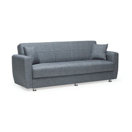 Drei -Seerer -Sofa -Bett mit Rotterdam -Behälter in grauem Stoff 228x90x H89 cm