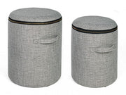 Set von 2 Fabric Poufs mit grauem Behälter Radilo