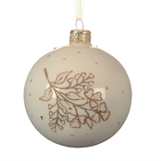 Weiße Weihnachtskugelmilch mit Blume Ø8 cm