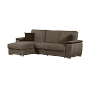 Sofa mit reversibler Halbinsel in Holz- und Turtledeer -Stoffwacholder 279x123x H60 cm