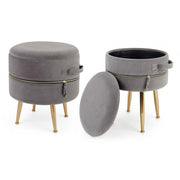Set 2 Dark Pavlina Velluto Grey Velvet Effect Stool