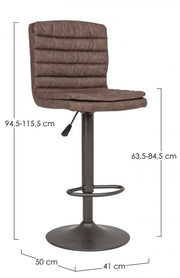 Vintage Bar Stool Eco -Lederbraun mit 41 x 50 x 94,5 cm cm