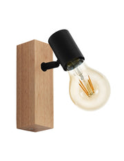 Spot Townshend Spotlight 1 schwarzes Licht und Naturholz H16,5 cm Eglo