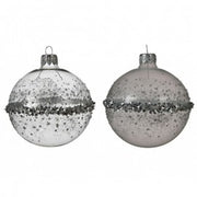 Pallina Weihnachtsball in transparentem glitzernden Glas transparentem Glas 8 cm PCs 1