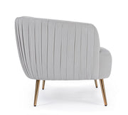 2 Sitzoter -Sofa hellgrauer Samtwirkung Linsay 129 cm