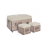 Set von 3 Poufs in MDF Beige Tavel Paris
