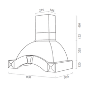 Gaia weiße rustikale Küchenhaube mit Holzrahmen Inlay Tabakfarbe 90 cm