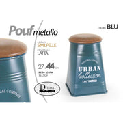 Pouf in Industriezinn moderne blaue Möbel 27 x 44 h cm cm