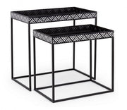 Setzen Sie 2 Inky Black Metall -Tische