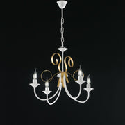 Klassiker weißer eisernen Kronleuchter Shabby Gold Four Lights 61x H47 cm