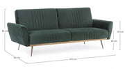 Drei -Seerer -Sofa Bett in dunkelgrünem Samt Johnny 210x83x H85 cm