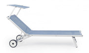 Aluminiumbett mit blauen Kreuzrädern 65 x 196 x 62 cm