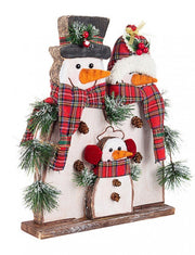 2x Pupazzi Familie traditioneller Stand 33x34h