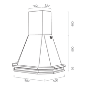 Rustikale aufstrebende Kapuze 5 Seiten in weißer Edelstahl- und Holzweinrahmen Tabakfarbe 90 cm