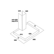 Haube in Stahl und Wandglas und 60 x 50 cm Halogenlampe