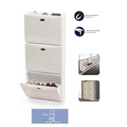 Modulare Schuhrallye -Türen Wave Tris Bianco 51X17X118 H CM DOMOPAK