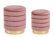 Set2 Pouf Container Darina Rosa Antico in Samt