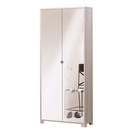 Mehrzweckgarderobe schlank zwei Spiegeltüren acht leichte Regale Licht OLM 83x29x H190 cm
