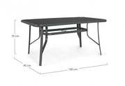 Martinez Outdoor Tabelle 150x90xh70cm