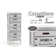 Home Schublade Home White Shabby Wood 3 Schubladen 30 x 24 x 74 h cm