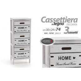 Home Schublade Home White Shabby Wood 3 Schubladen 30 x 24 x 74 h cm