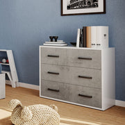 Como 'Maxi 3 Schubladen grauer Zement in hölzernen Holz H.81X L.91X S. 45 cm