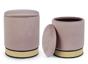 Set 2 Pouf Antique Milena Velvet Container