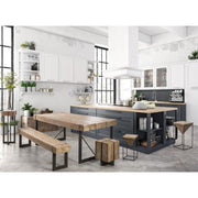 Stahlhocker in Tannenholz Sitz Prismy 25,5x25,5x H46 cm