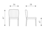 2x Stuhl in brauner brauner Stoff 1070 58 cm x 56 cm H. 87 cm