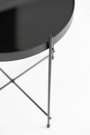 Temperierer Glas Tisch und schwarzes Metall 70 x 70 x 40h