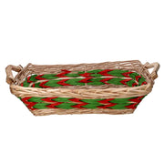 Cesto Wicker Wicker Grüne grün rechteckige rote CM53x38H13